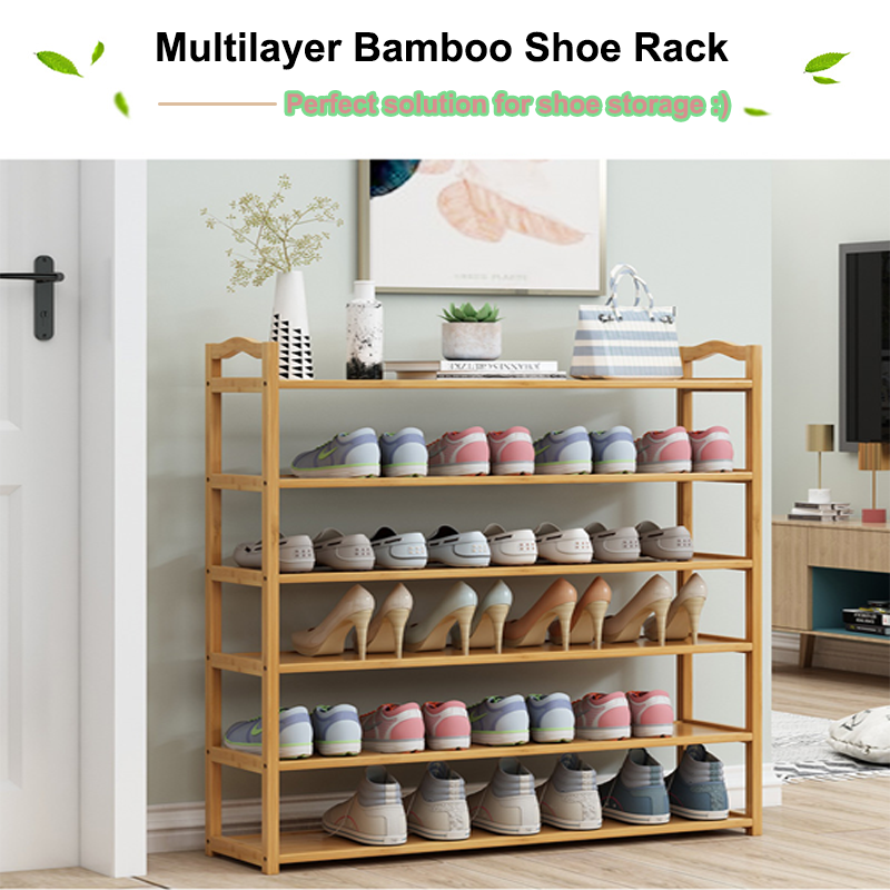 Bamboo Shoe Rack Organizer 30+Pair Of Shoes Portable Wooden Shoe ...