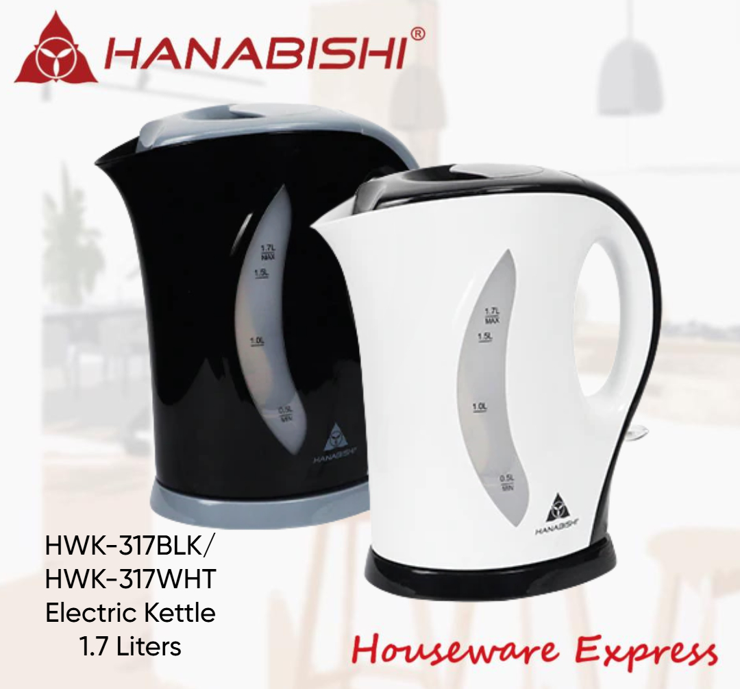Hanabishi HWK317WHT/HWK317BLK Water Kettle HWK-317WHT/HWK-317BLK  (Houseware Express)