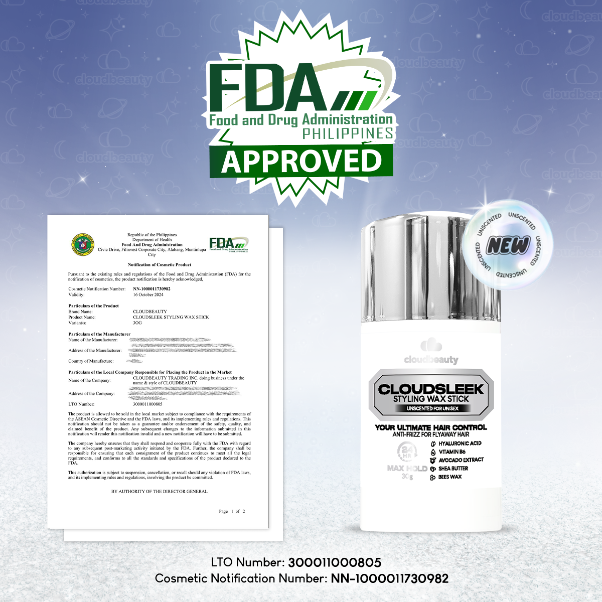 CloudSleek Hair Styling Stick Anti-Frizz Long-Lasting Hold Suitable for ...