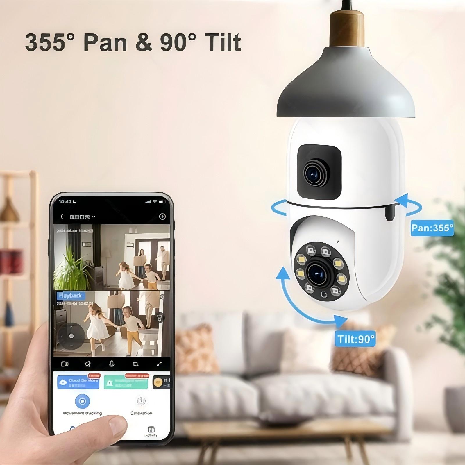 V380 PRO CCTV Bulb Dual Lens 5G 33MP CCTV Camera No Wifi Needed 360° 3D ...