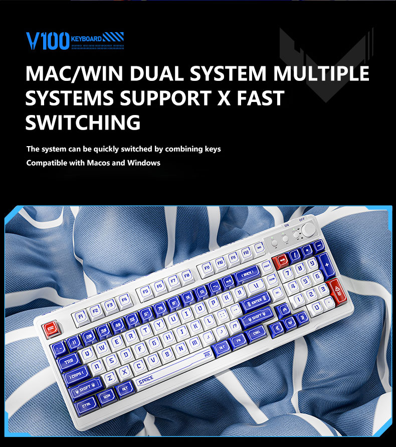 EWEADN v100 98keys wired keyboard mecha style mechanical feel color ...