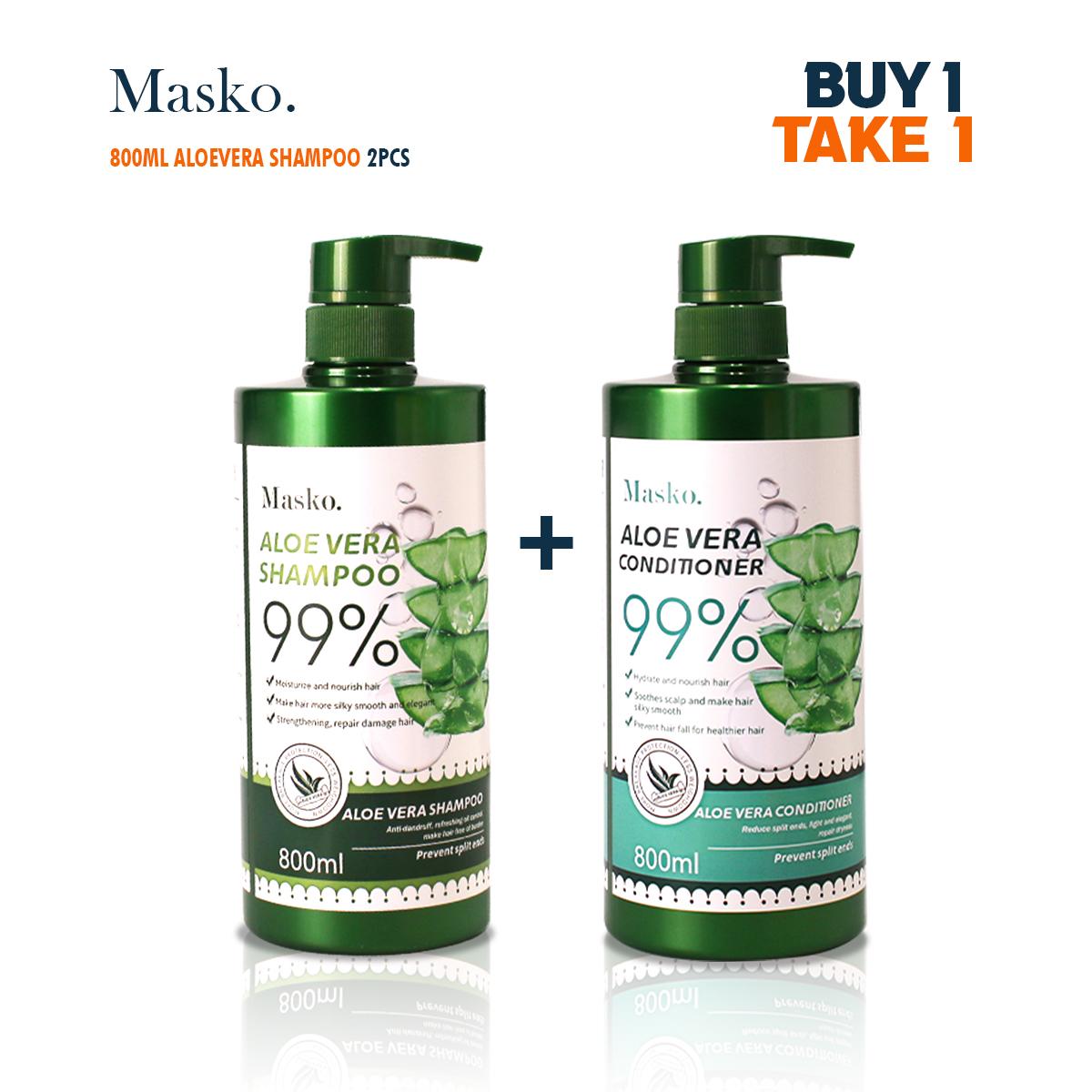 Buy 1 Take 1 Masko 99% Aloe Vera Hair Shampoo and Conditioner 800ml ...