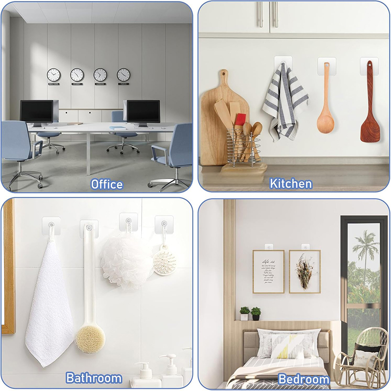 20Pcs Strong Adhesive Wall Hooks Self Adhesive No Drilling Non-Trace ...