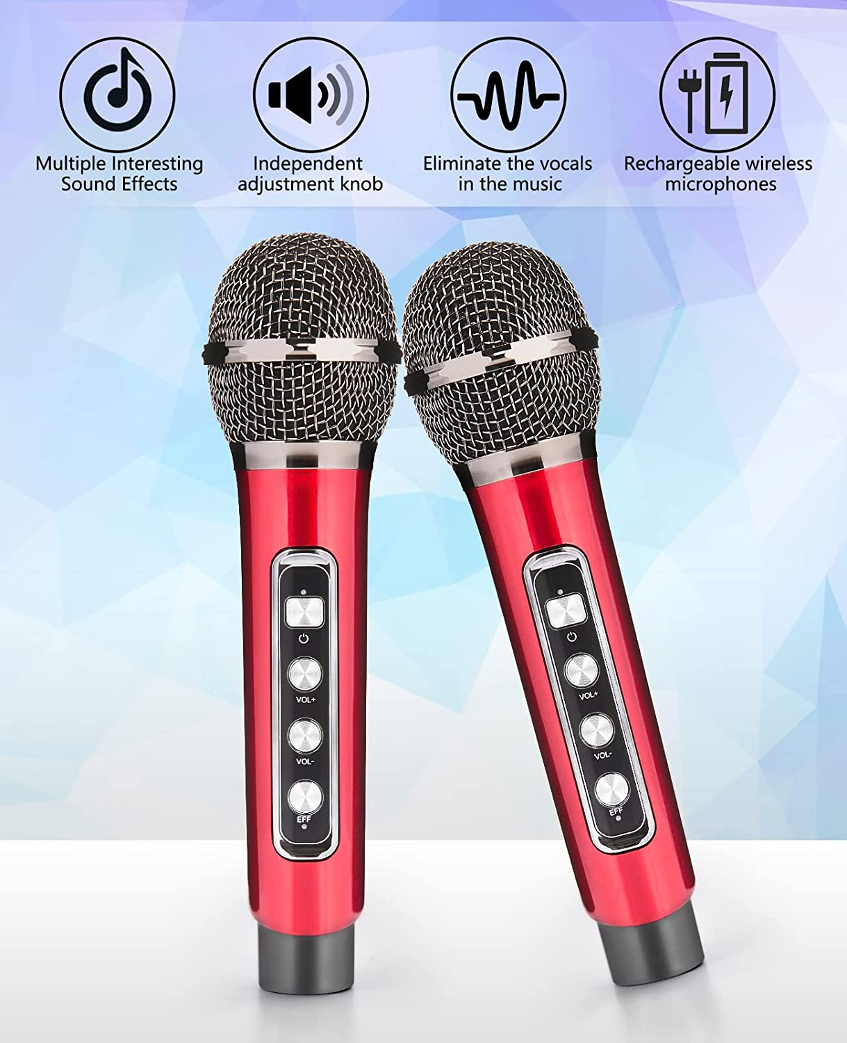 Portable Karaoke Speaker Bluetooth With Dual Wireless Microphone RGB ...