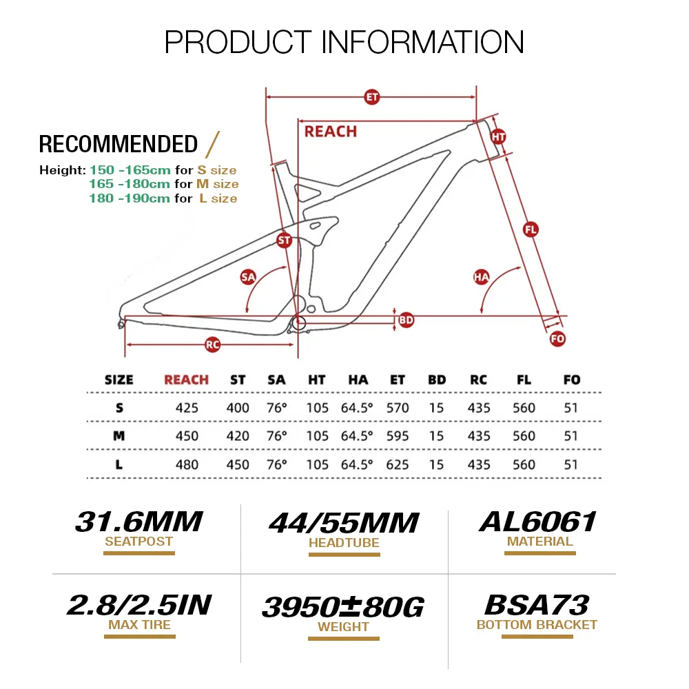 FASTWORK MTB FRAME 26/27.5/29 soft tail full suspension trail AM Enduro ...