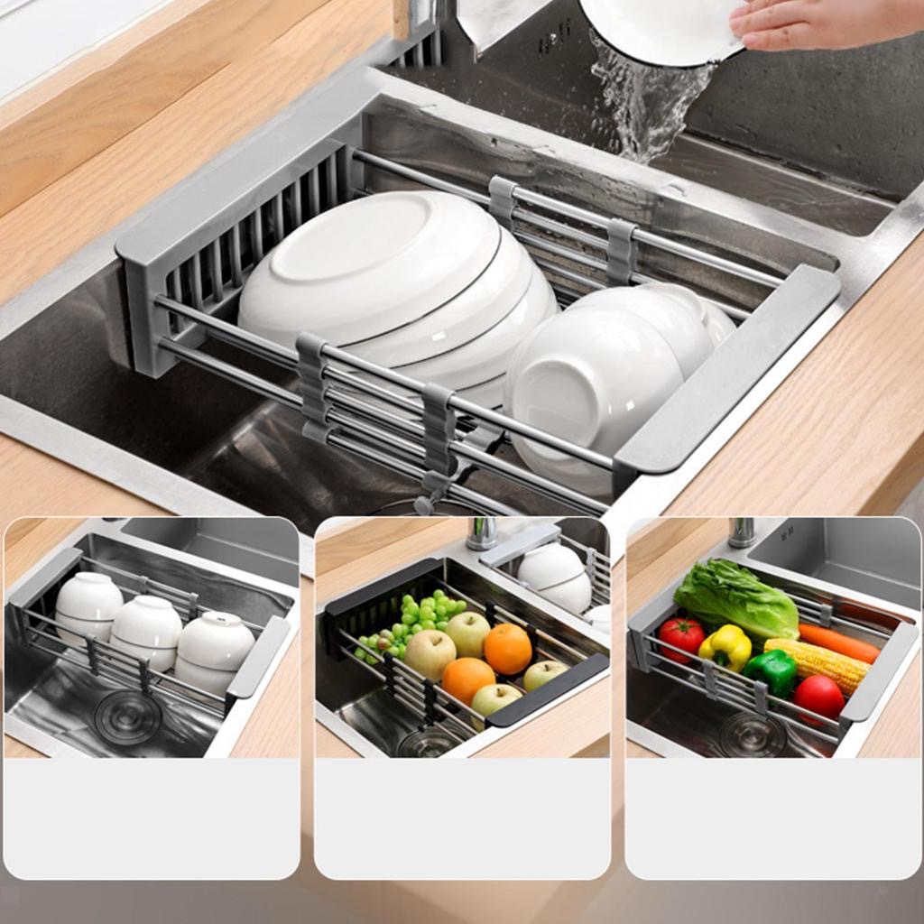 Drain basket bowl rack sink drain rack vegetable basin dishes storage ...