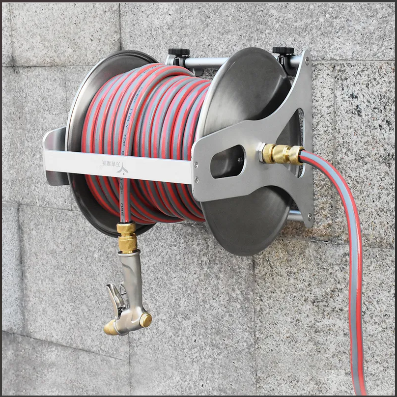 Stainless Steel Garden Hose Reel Holder Wall Mounted Storage Rack ...