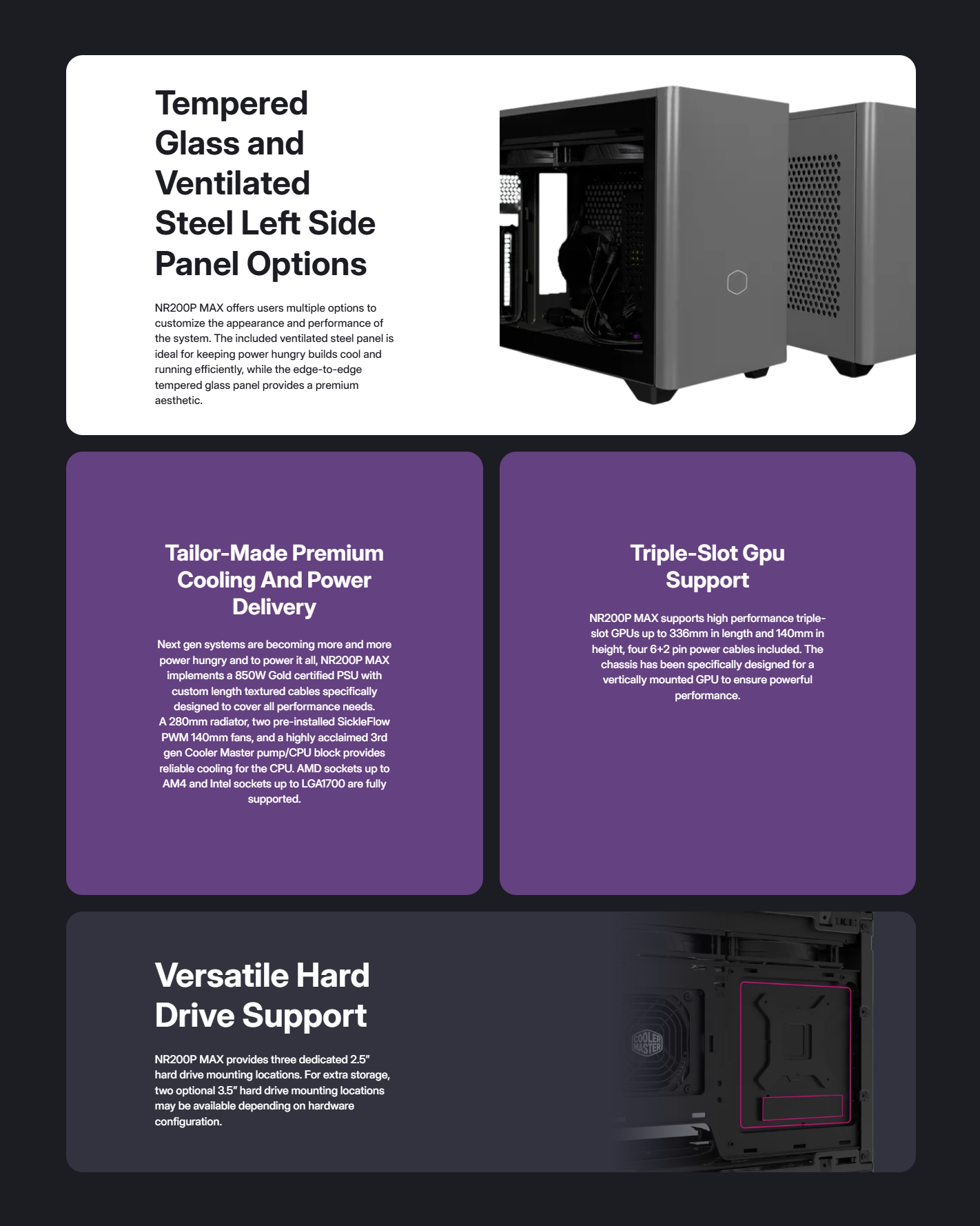CoolerMaster NR200P MAX ITX Case w/ 280mm AIO V850 850W 80 Plus Gold ...