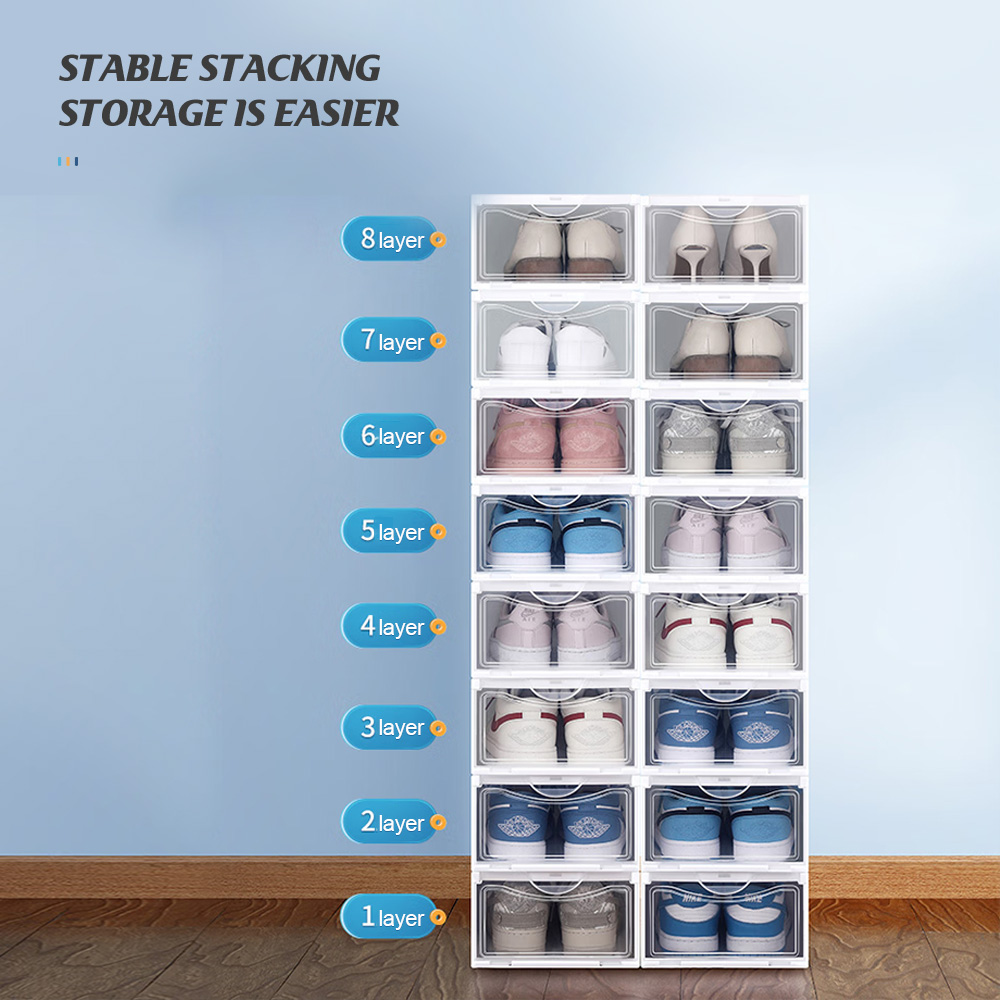 Shoe Box Storage Big Size Shoes Rack Organizer With Cover Hard Plastic ...