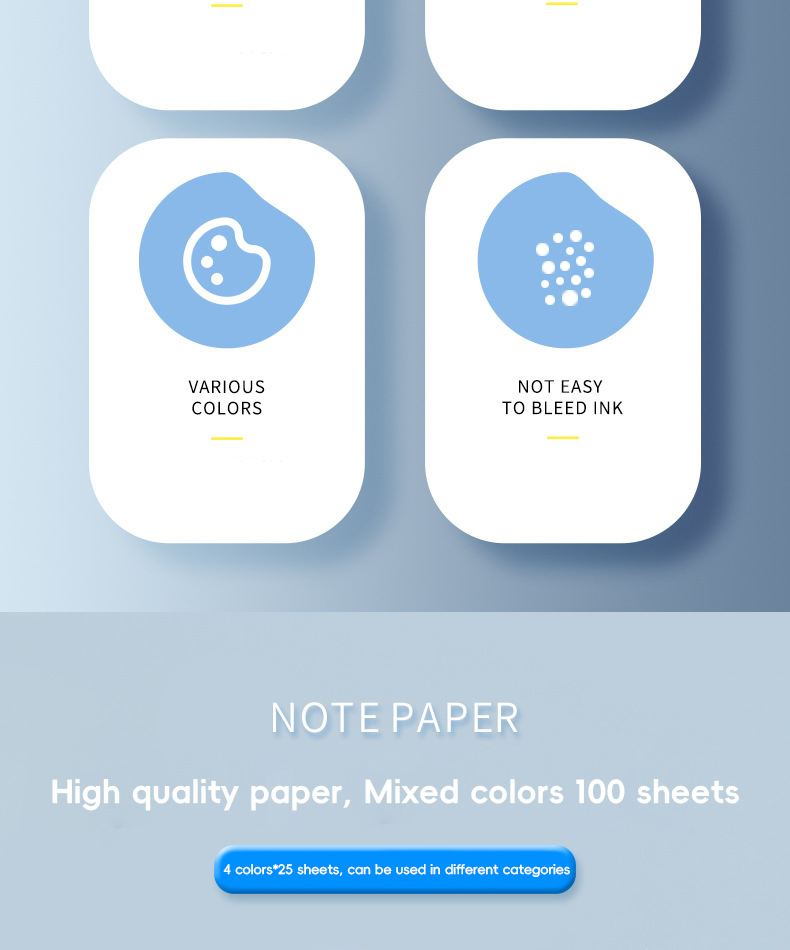 100Sheets Sticky Notes Pastel Color Multicolor Note Paper Office School ...