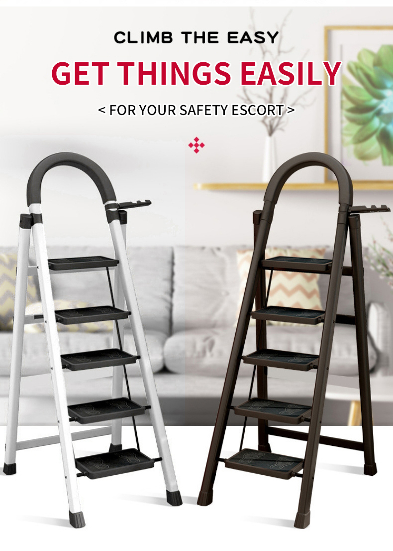 3/4/5/6 Layers Foldable Aluminum Ladder Heavy Duty Household Ladder ...
