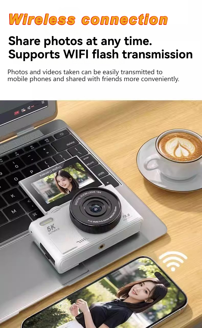 Expose Digital Camera 5K 75MP Flip screen 180° Zoom Portable Camera HD ...