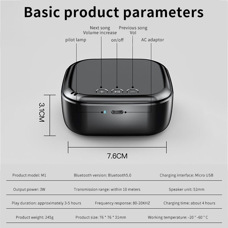 M1 Wireless Mini Bluetooth Speaker Metal Small Steel Cannon Outdoor ...