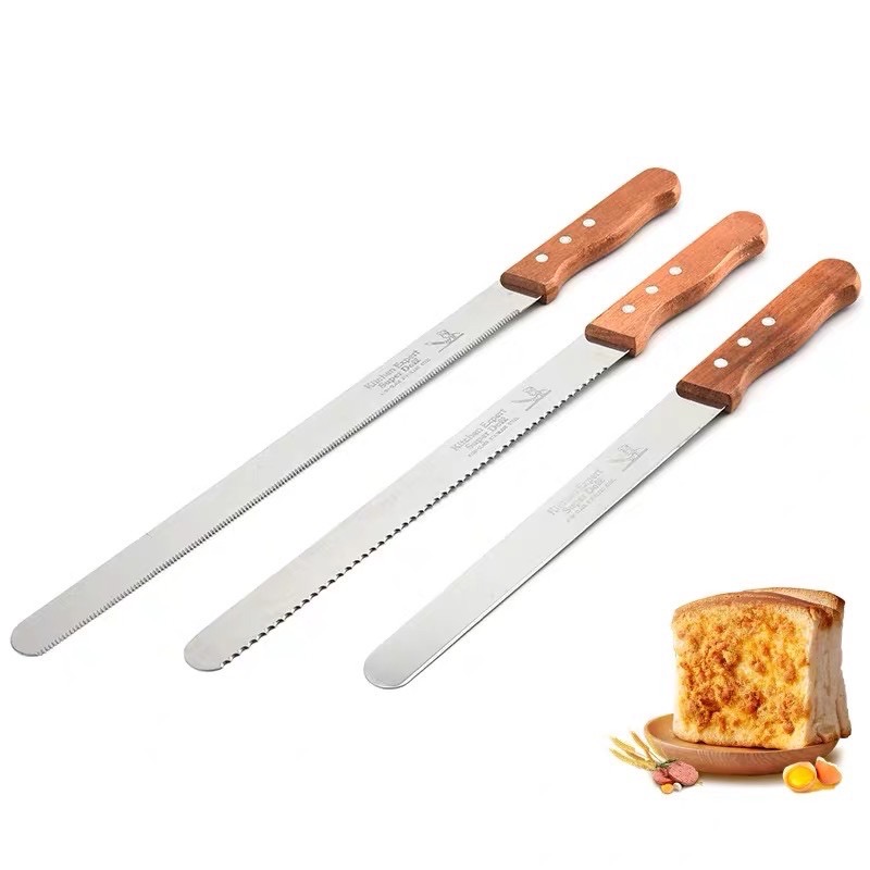 8/10/12 inch Bread Knife Stainless Steel Wooden Handle Serrated Bread ...
