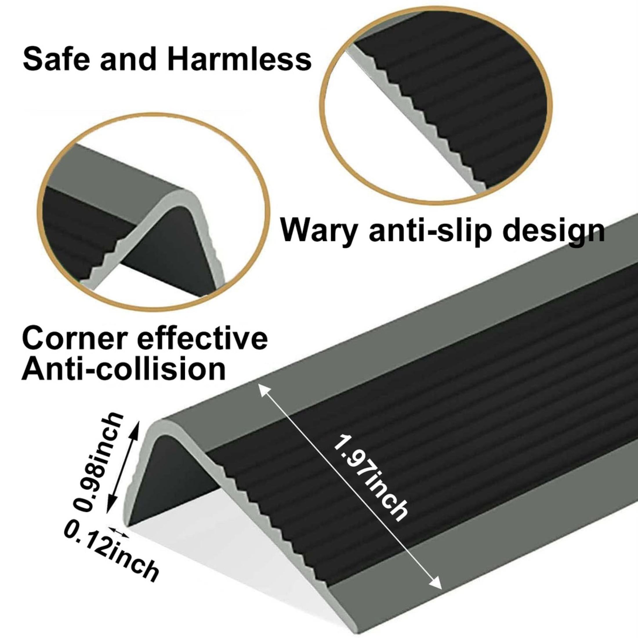 8/24FT Anti Slip Staircase Edge Protection PVC Rubber Self-Adhesive ...