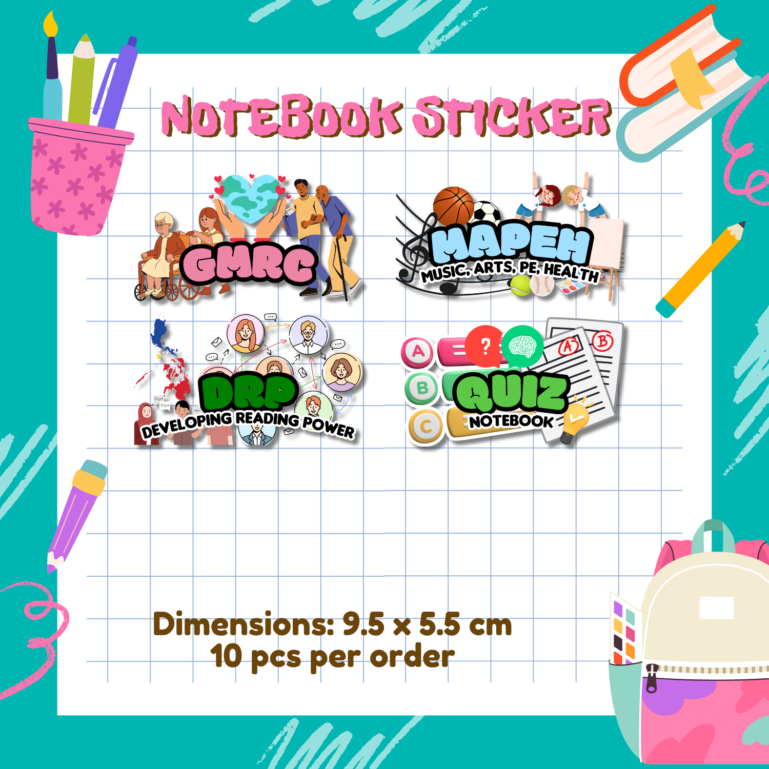 Personalized Subject/ Name Notebook Sticker - 10 pcs and 14 pcs ...