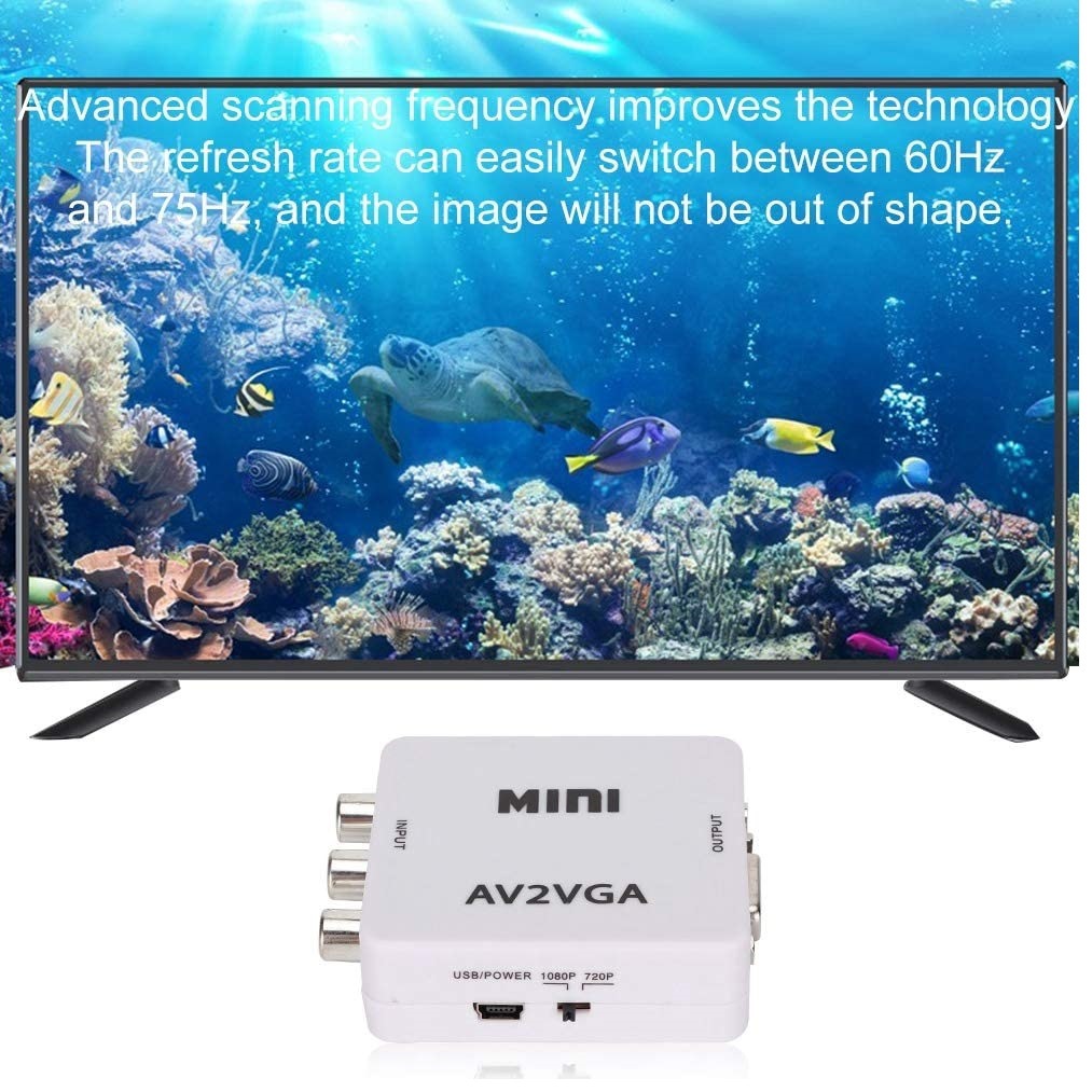 Mini Hd Av2Vga Video Converter Av Rca to Vga Hdtv Adapter for Set Top ...