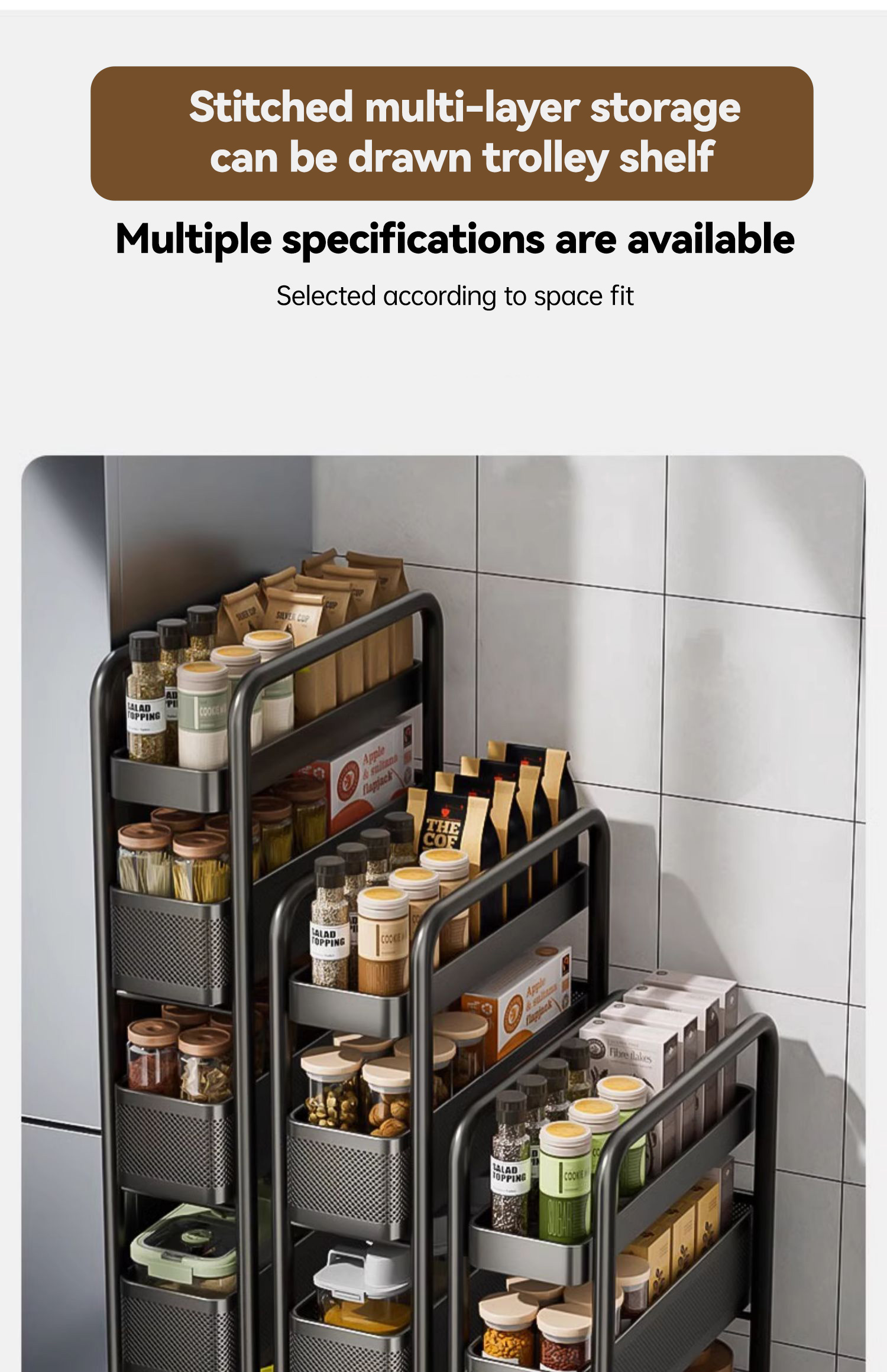 Mobile Rack with Wheels Storage Rack Bedroom Bathroom Storage Trolley ...