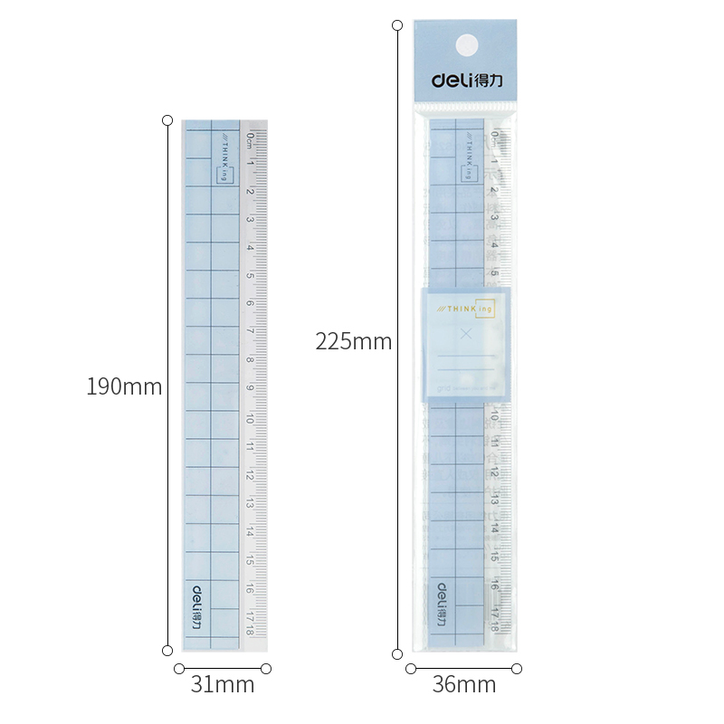 Deli 18cm Clear Plastic Ruler Grid Student Ruler School Stationery ...
