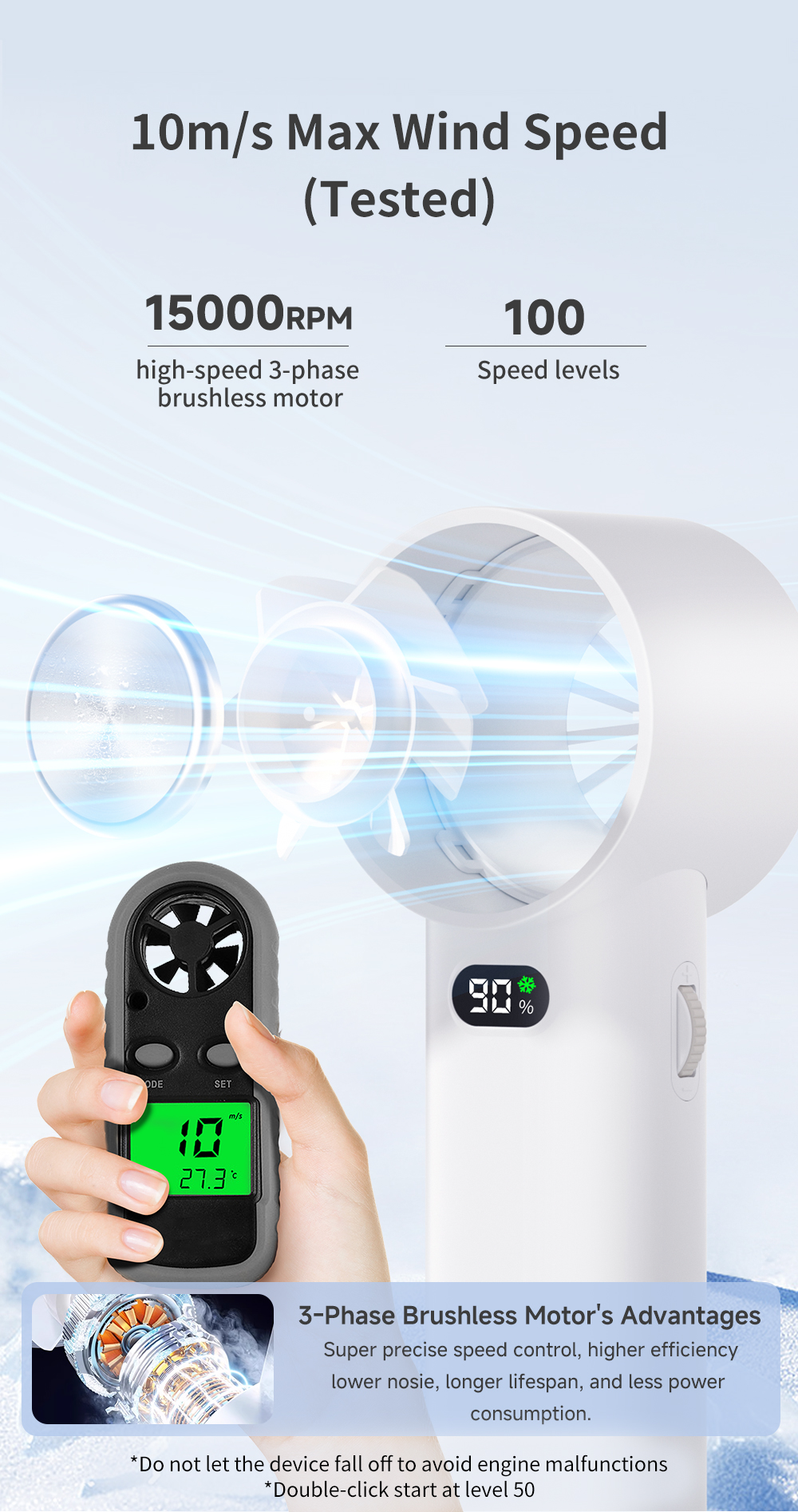 Simplus Mini Handheld Fan with High Speed Ice-Cooling Function 100 ...