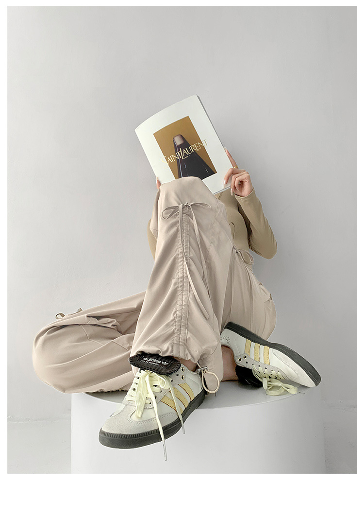 Drawstring Wide Leg Cargo Pants