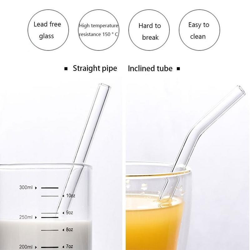 Reusable Glass Straw Straight Pipe Elbow Pipe Borosilicate Pyrex Glass ...