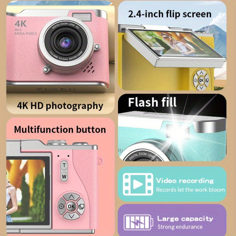 Digital Camera 4K 48MP Photography CCD Camera Video Camcorder ...