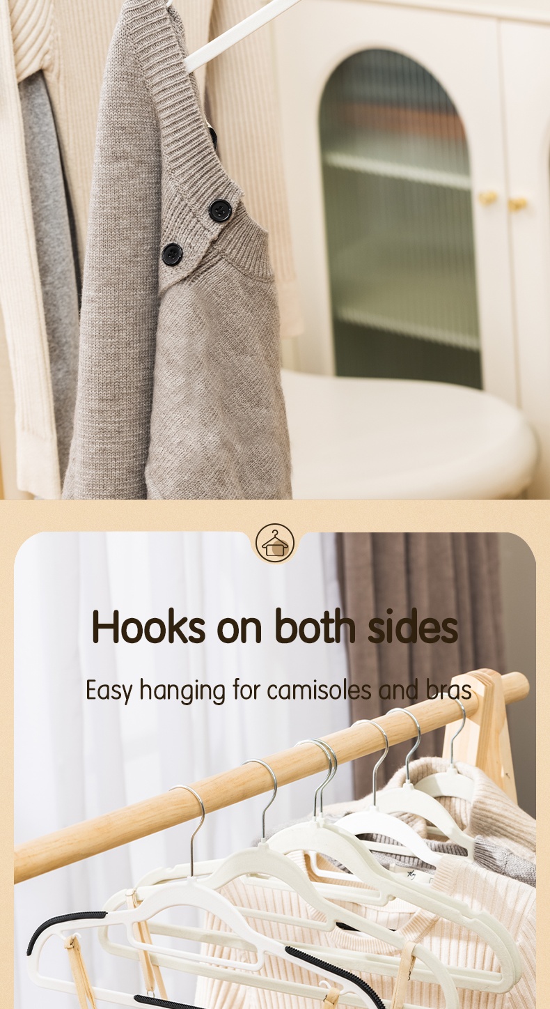 Deli Vusign 5/10PCS Cloth Hangers Coat Hanger Flocking Rack Non-slip ...