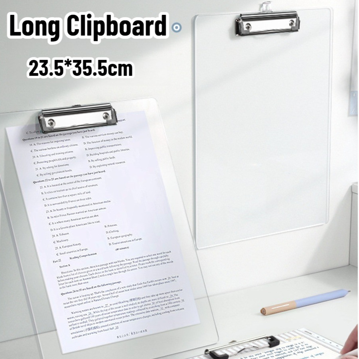 Long Transparent Clipboard With Scale Suspended Bond Paper Writing Pad ...