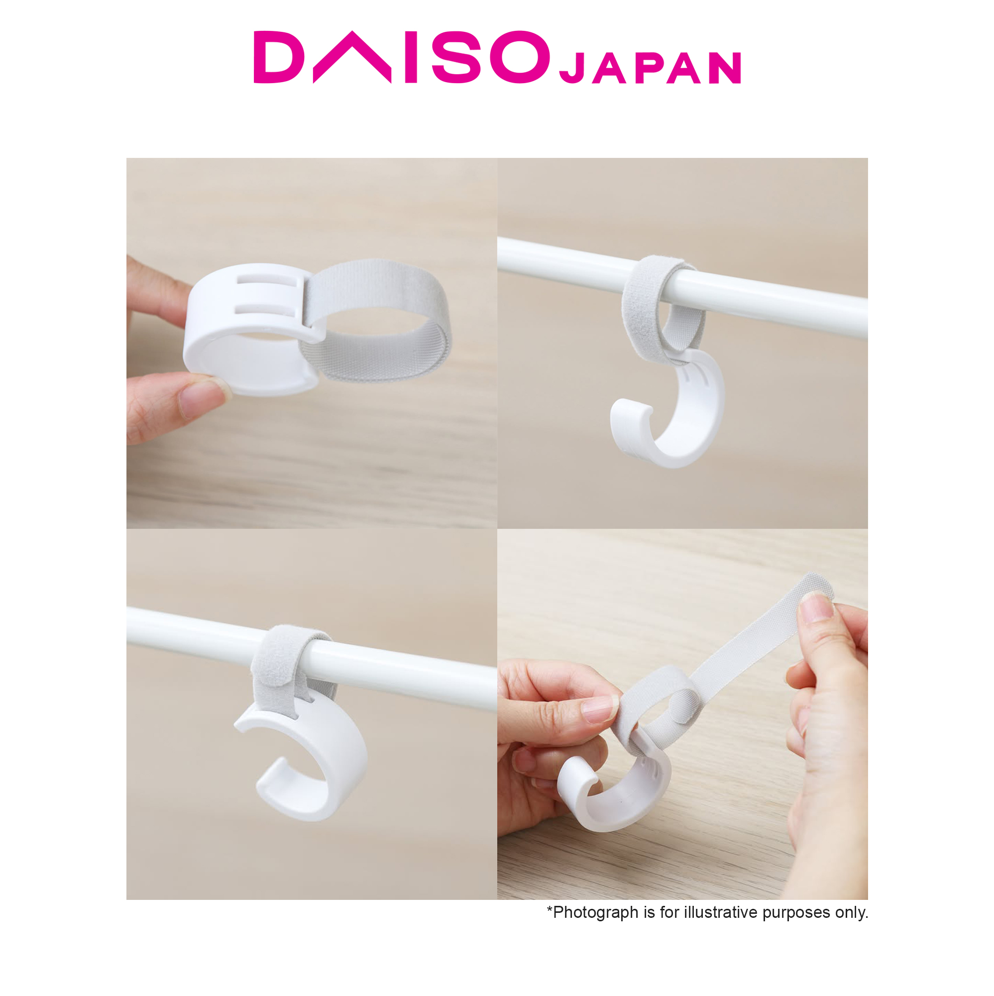 Daiso White Hook with Belt (4 pieces) | Shopee Philippines