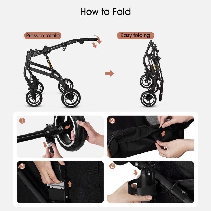 MPM Pet Stroller Pet Carrier Strong Structure Dog Detachable Stroller ...