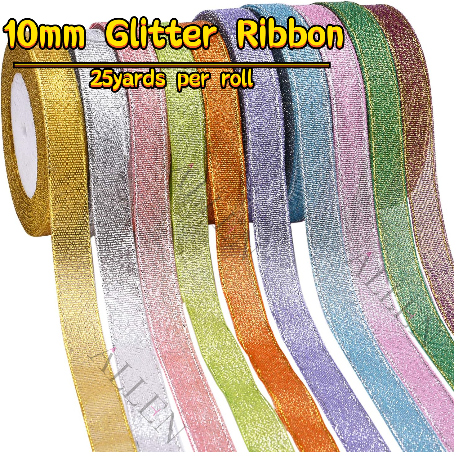 1cm Glitter Ribbon For Wedding,Flowers,Baking,Gift Wrapping,Christmas ...