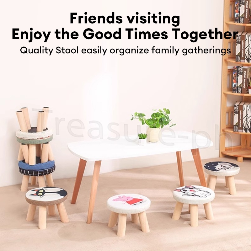 Solid Wood Sofa Stool Fabric Animal Small Stool Coffee Table Stool ...