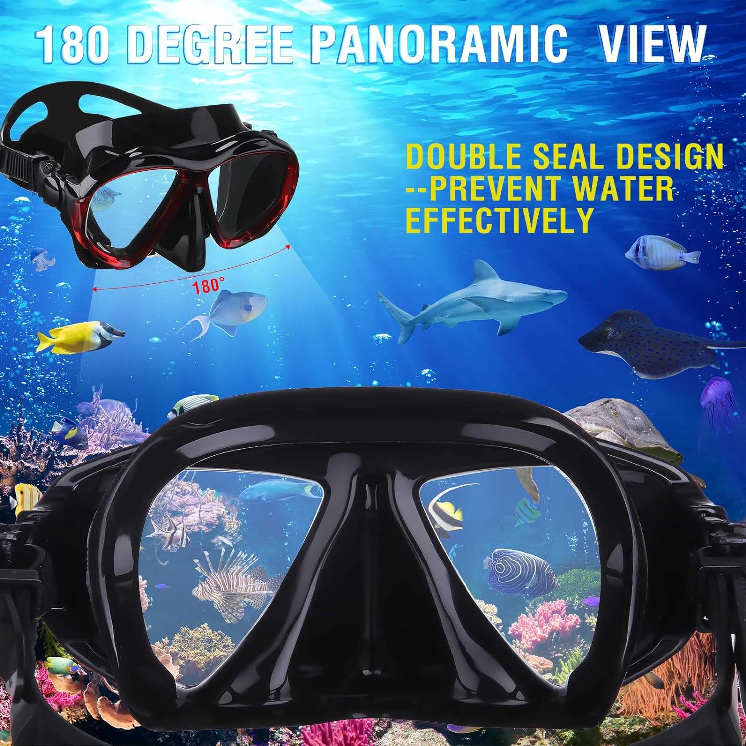 DIVI Semi-dry Snorkeling Set for Adult Diving Mask Snorkel Scuba Diving ...