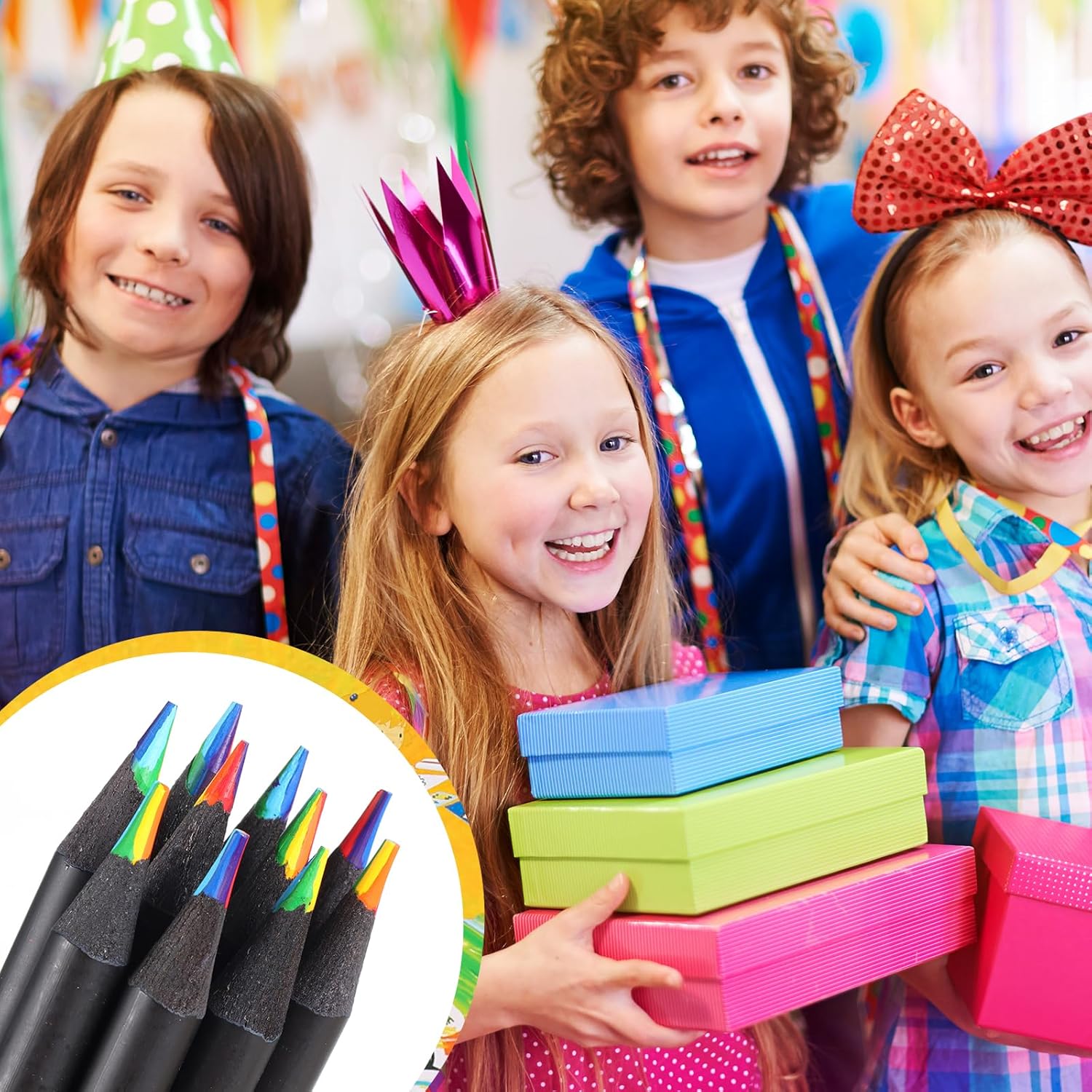 5 Pcs 7 in 1 Rainbow Color Pencil Set Mixed Color Art Drawing ...