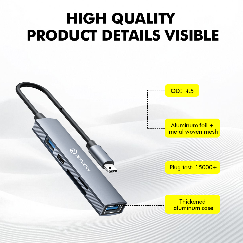 Popcorn USB 3.0 Hub 5in1 High Speed Splitter Adapter Expander Converter ...