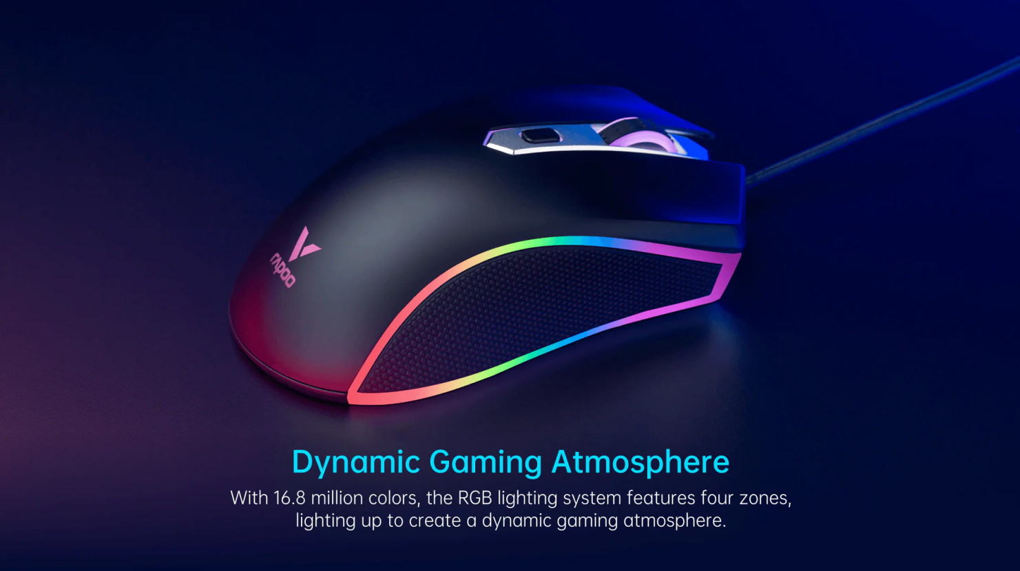 Rapoo V150S Backlit Gaming Keyboard & Optical Gaming Mouse US - Black ...