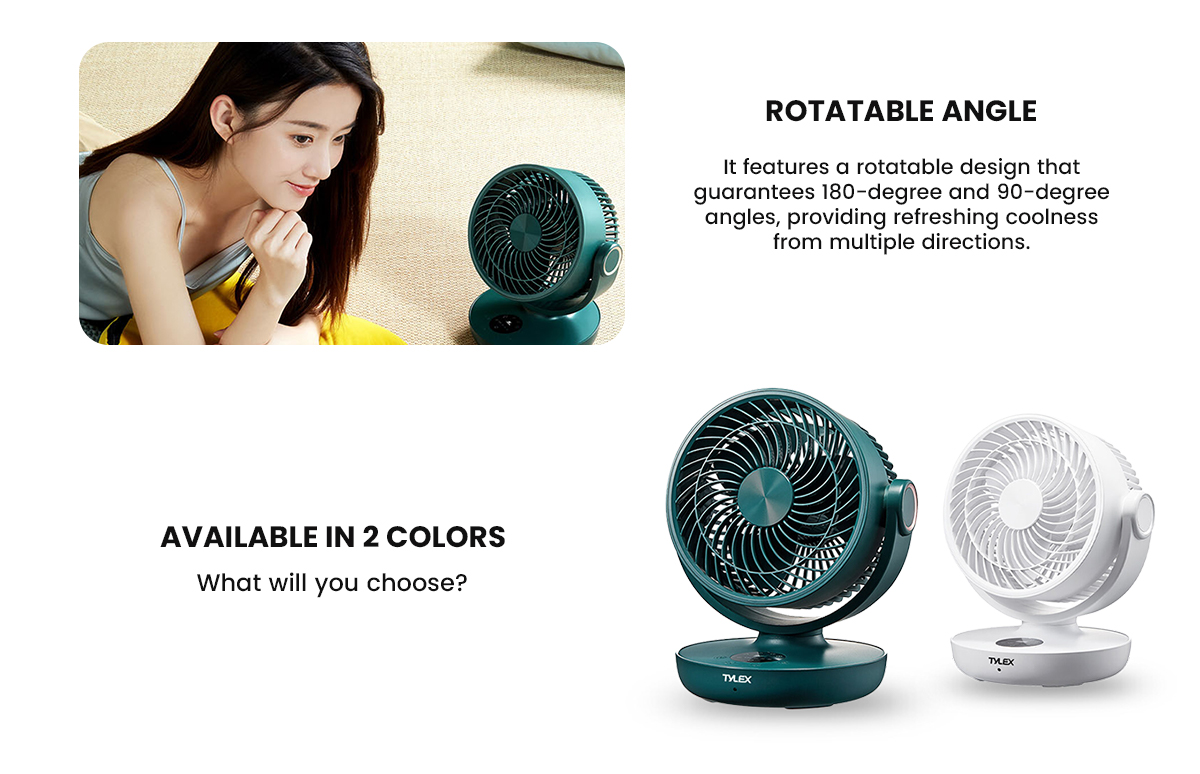 TYLEX XM56 Portable Fan Air Circulation Polymer Battery Remote Control ...