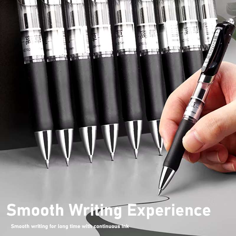 12Pcs/Set 0.5 mm Push Neutral Black Ballpen Press Gel Pen 0.5mm Black ...
