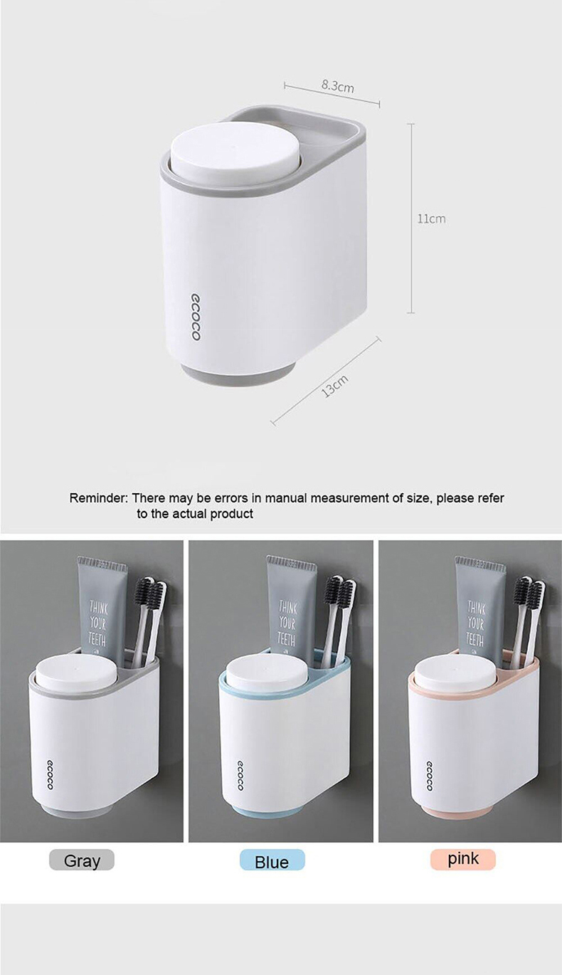 Ecoco Toothpaste Dispenser and Toothbrush Holder with Magnetic Cup Set ...