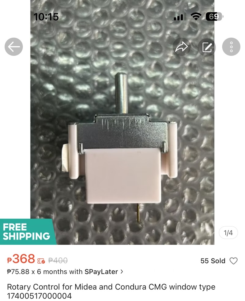 Rotary switch for Midea and Condura CMG window type 13888 | Shopee ...