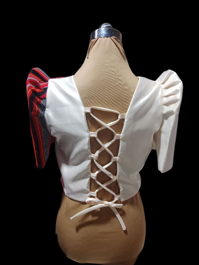 Modern Filipiniana Top | Inabel Woven Fabric | Criss Cross Tieback ...