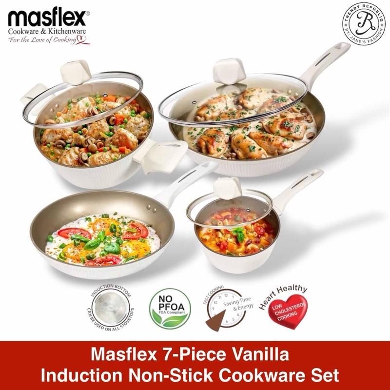 Masflex Original Bundle of 4 Vanilla Induction Non-Stick Cookware Set ...