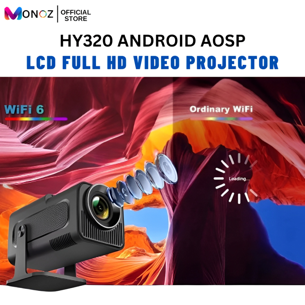 Projector MONOZ HY320/HY320 Mini PRO Portable Smart 6000 Lumens 4K UHD ...