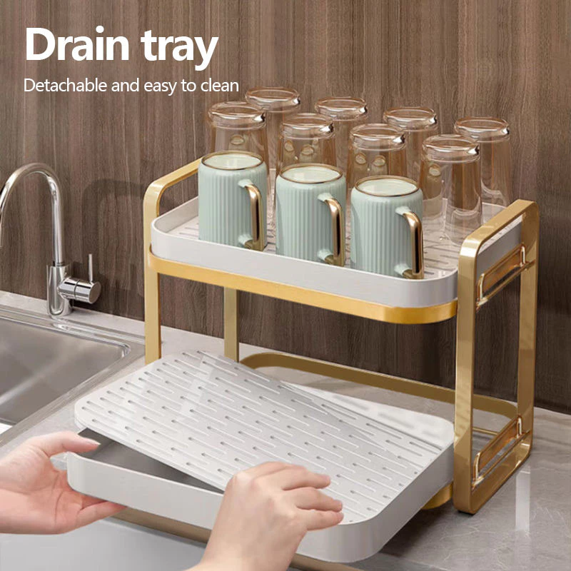 2-Tier Cup holder tea cup tea storage rack Desktop storage cup holder ...