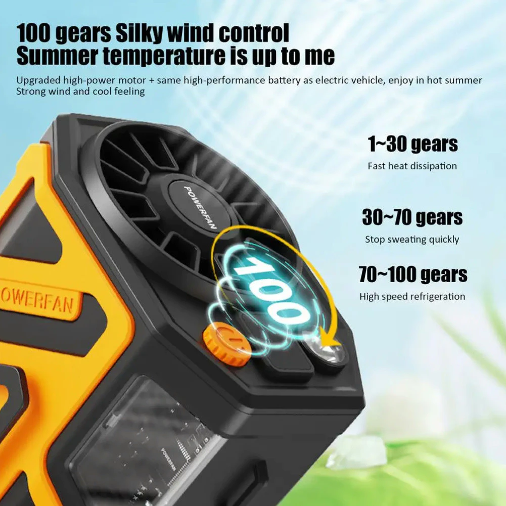 JX-6000mAh Portable Waist Cooling Fan 3 in 1 Outdoor Fan With Light 5 ...