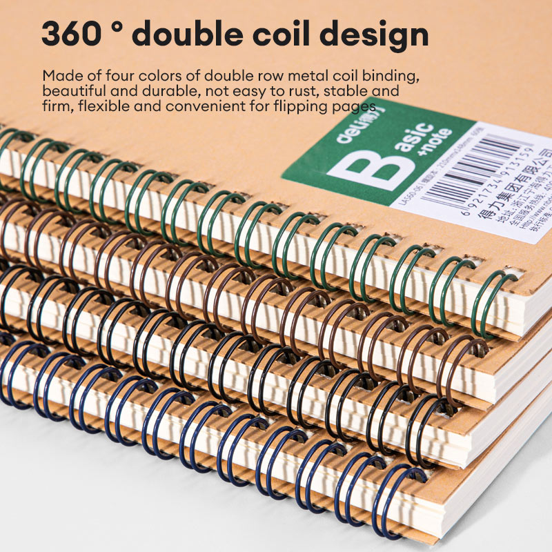 Deli 5PCS Thick A5 Spiral Notebook 60 Sheets Binder Notebook Student ...
