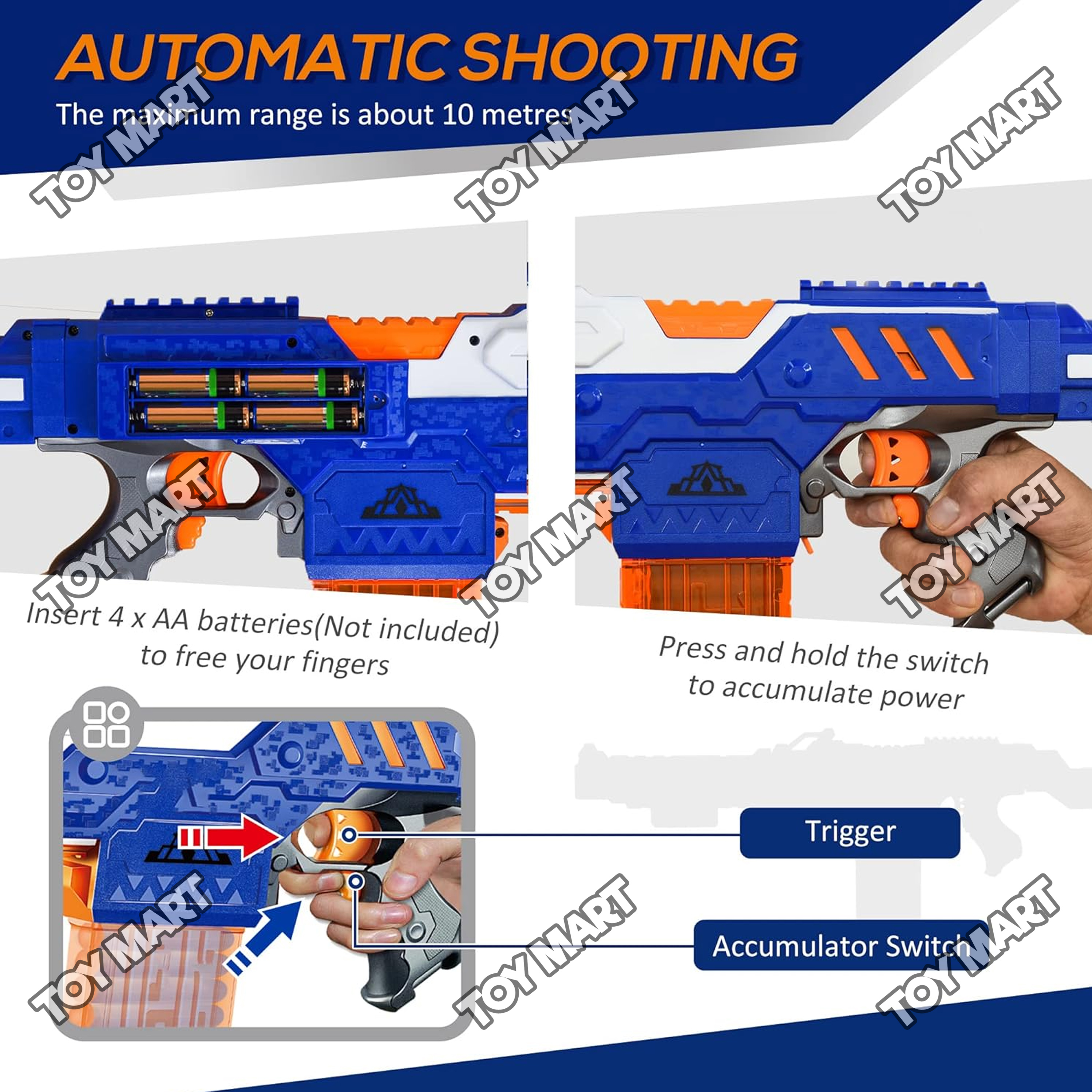 BLAST Stryfe Long Soft Bullet Toy Gun Safe EVA Foam Dart Blaster w ...