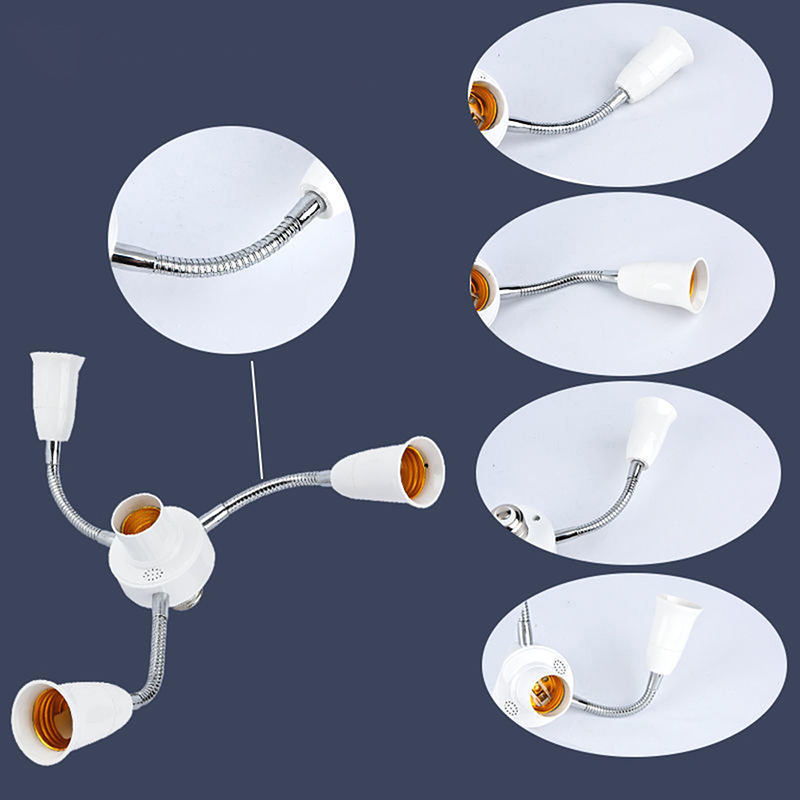 3 in 1 E27 Light Socket Splitter Adapter Standard Base LED Bulb ...