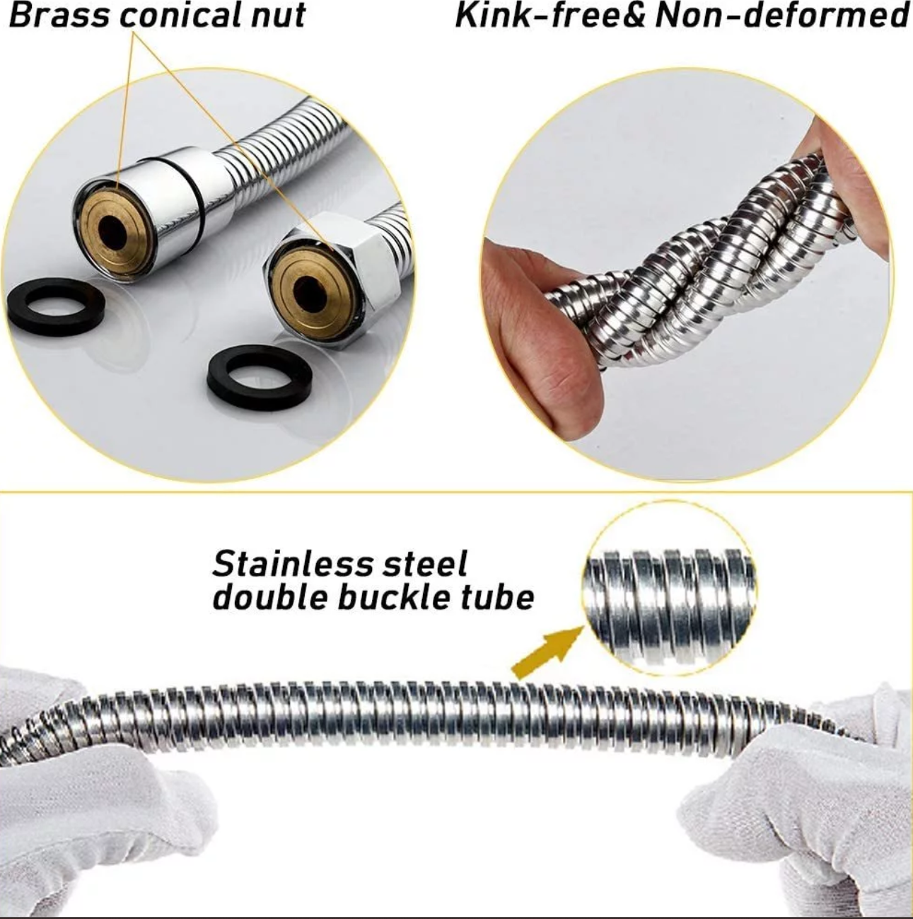 1.5m Stainless Steel Shower Hose Flexible Encryption Explosionproof ...
